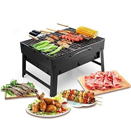 Folding Barbeque Charcoal Grill Oven (Black Carbon Steel)