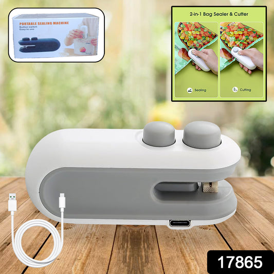 Mini Bag Sealer 2 In 1 Seal  Cutter Heat Sealers Type-c Usb Charging Portable Bag Reseller Handle Food Sealer Sealing Machine For Food Storage Plastic Bags Snacks Keep Food Fresh