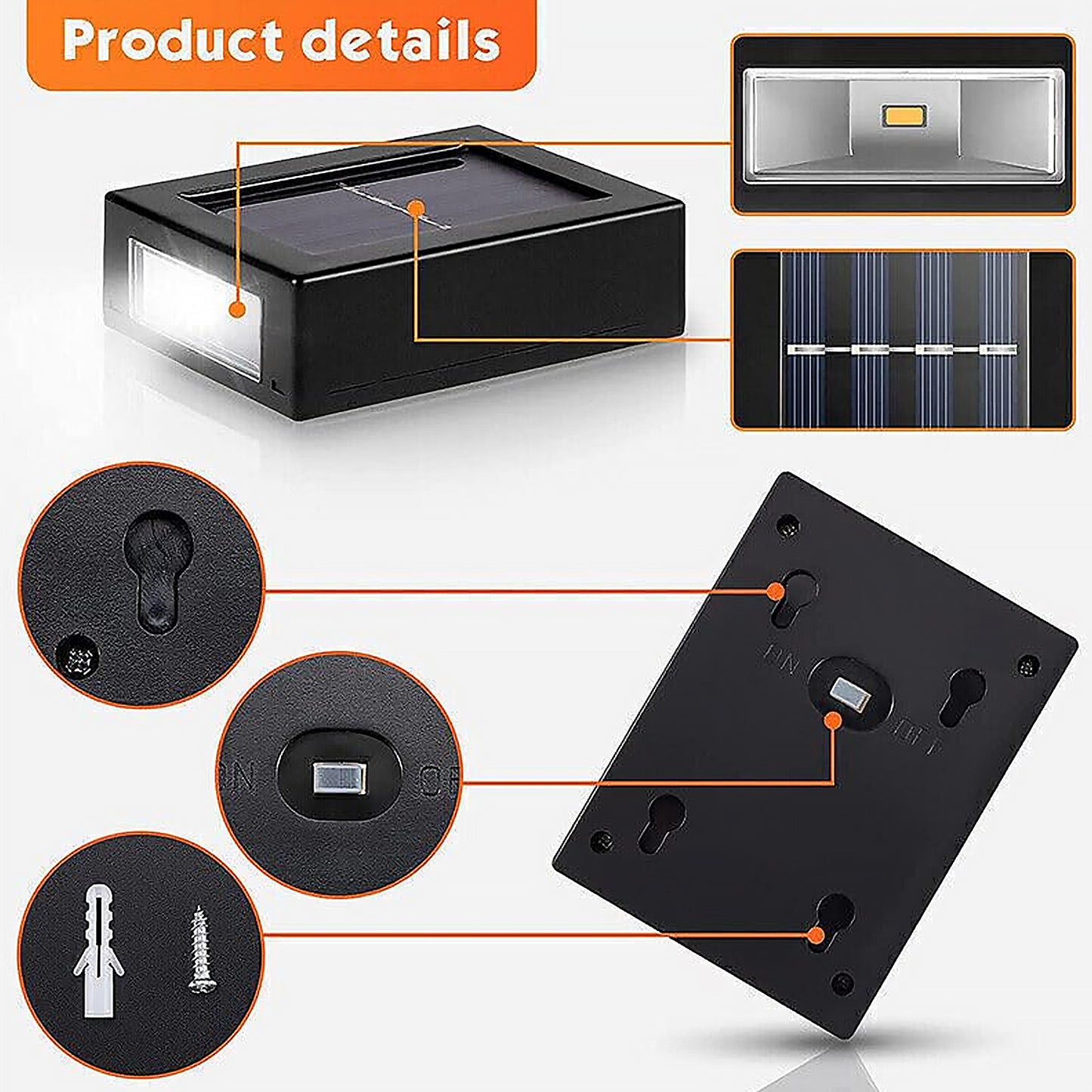 Solar Wall Lights Small Fence Lights Solar Powered Up Down Led Porch Light Garden Lights Outdoor Solar Landscape Lights Waterproof Light (1 Pc)