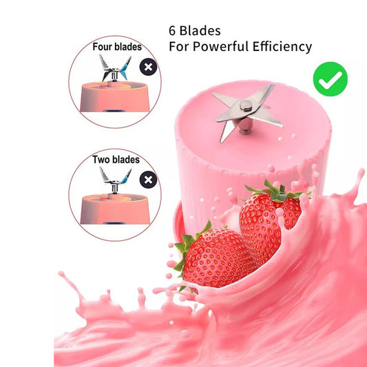 Blender Portable Juicer For Smoothie Juice Vegetable Shakes With 6 Blades Wireless Charging Mini Personal Size Mixer Bottle Grinder 420 Ml Multicolor